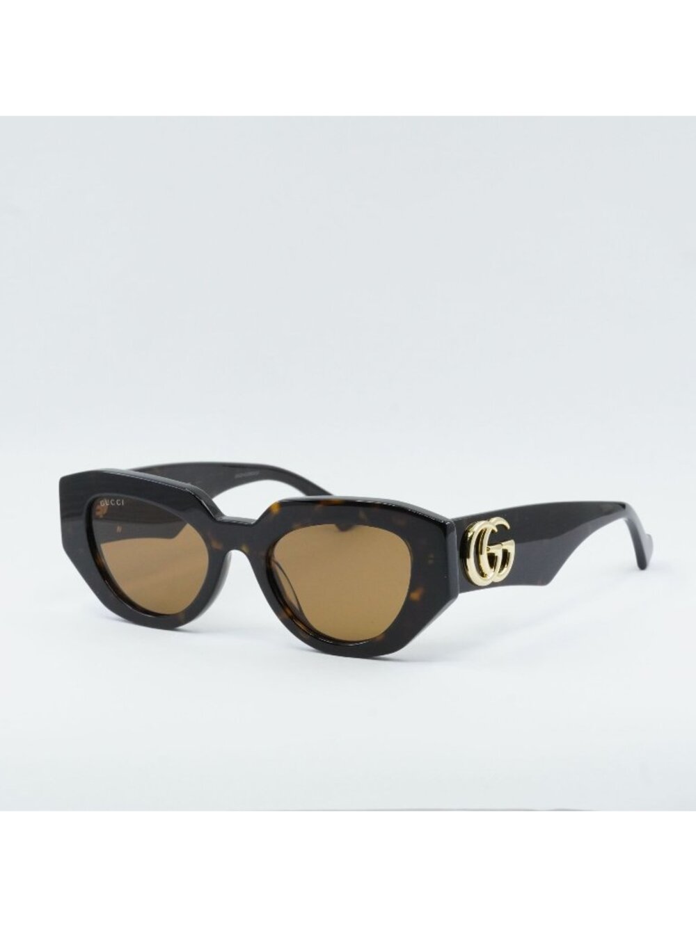 Gucci GG1421S 002 Sunglasses Havana Cat Eye Frame, Brown Lenses